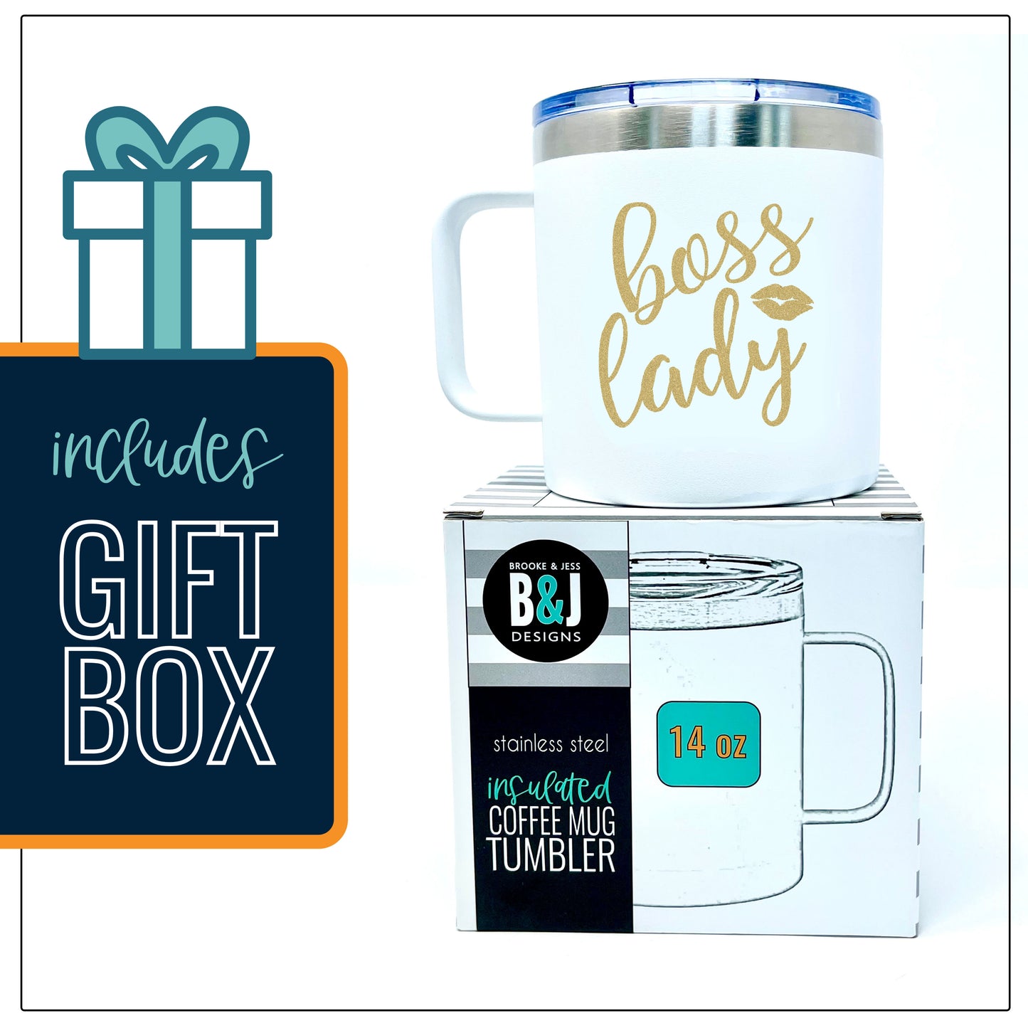 Boss Lady 14 oz White Camper Tumbler for Bosses