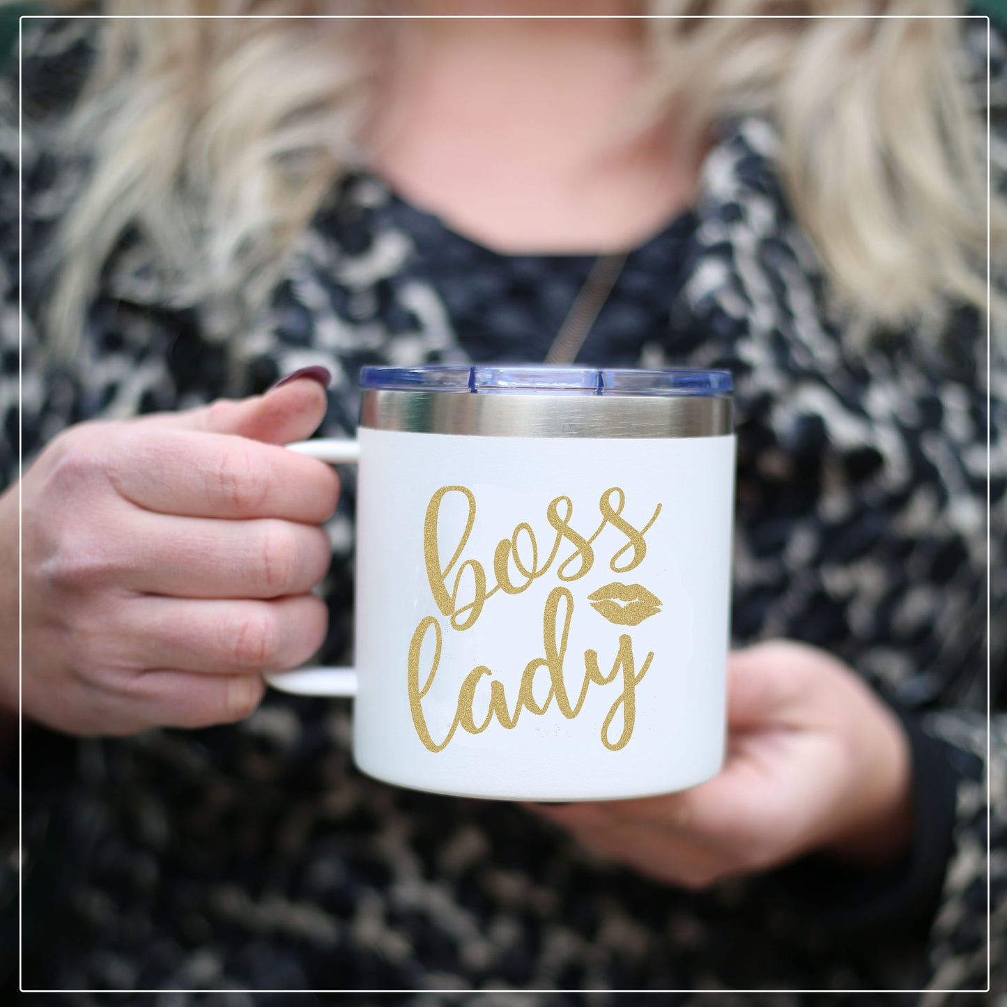 Boss Lady 14 oz White Camper Tumbler for Bosses