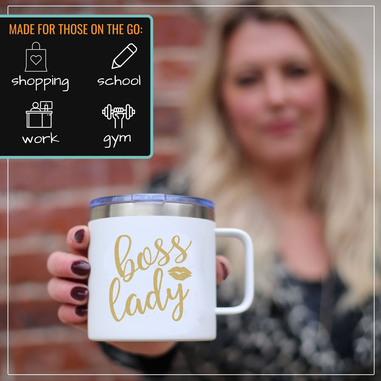 Boss Lady 14 oz White Camper Tumbler for Bosses