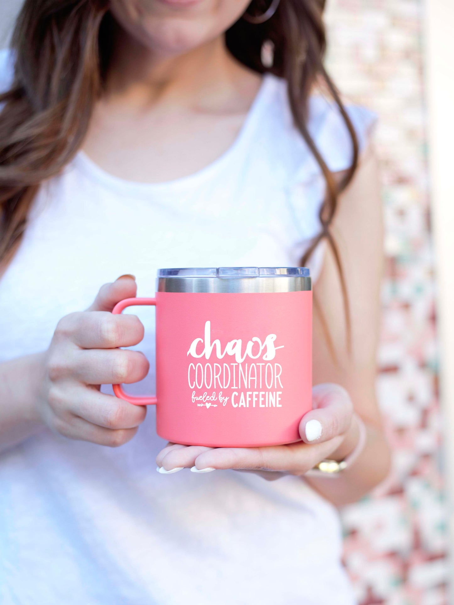 Chaos Coordinator Fueled By Caffeine 14 oz Coral Camper Tumbler for Bosses