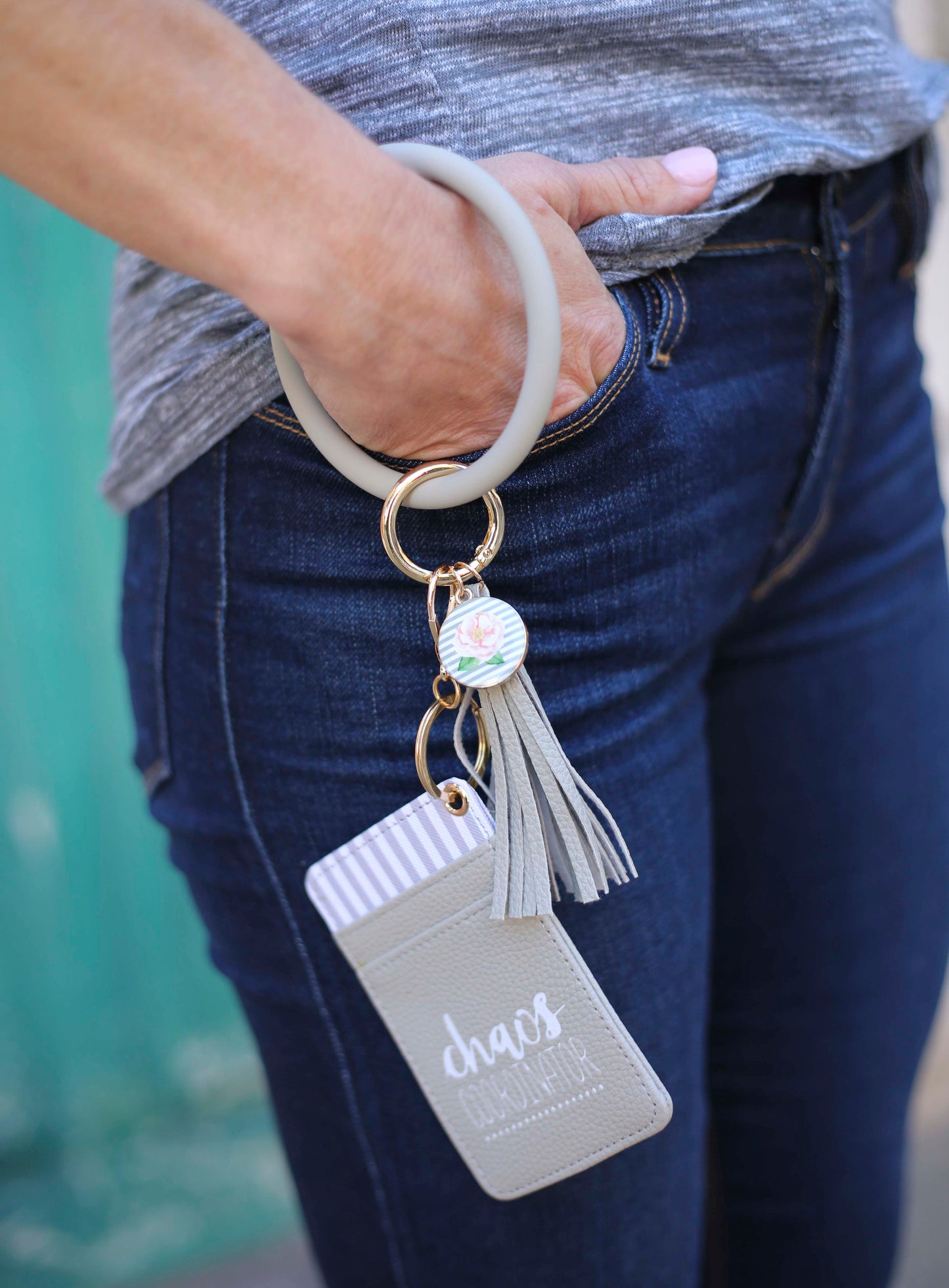 Chaos Coordinator Gray Silicone Bracelet Keychain Wallet for Bosses