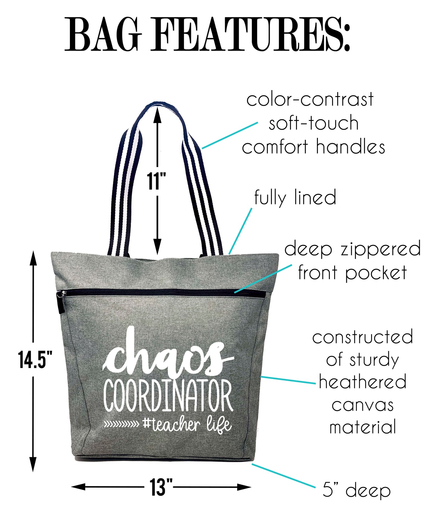 Chaos Coordinator #Teacher Life Lexie Gray Tote Bag for Teachers