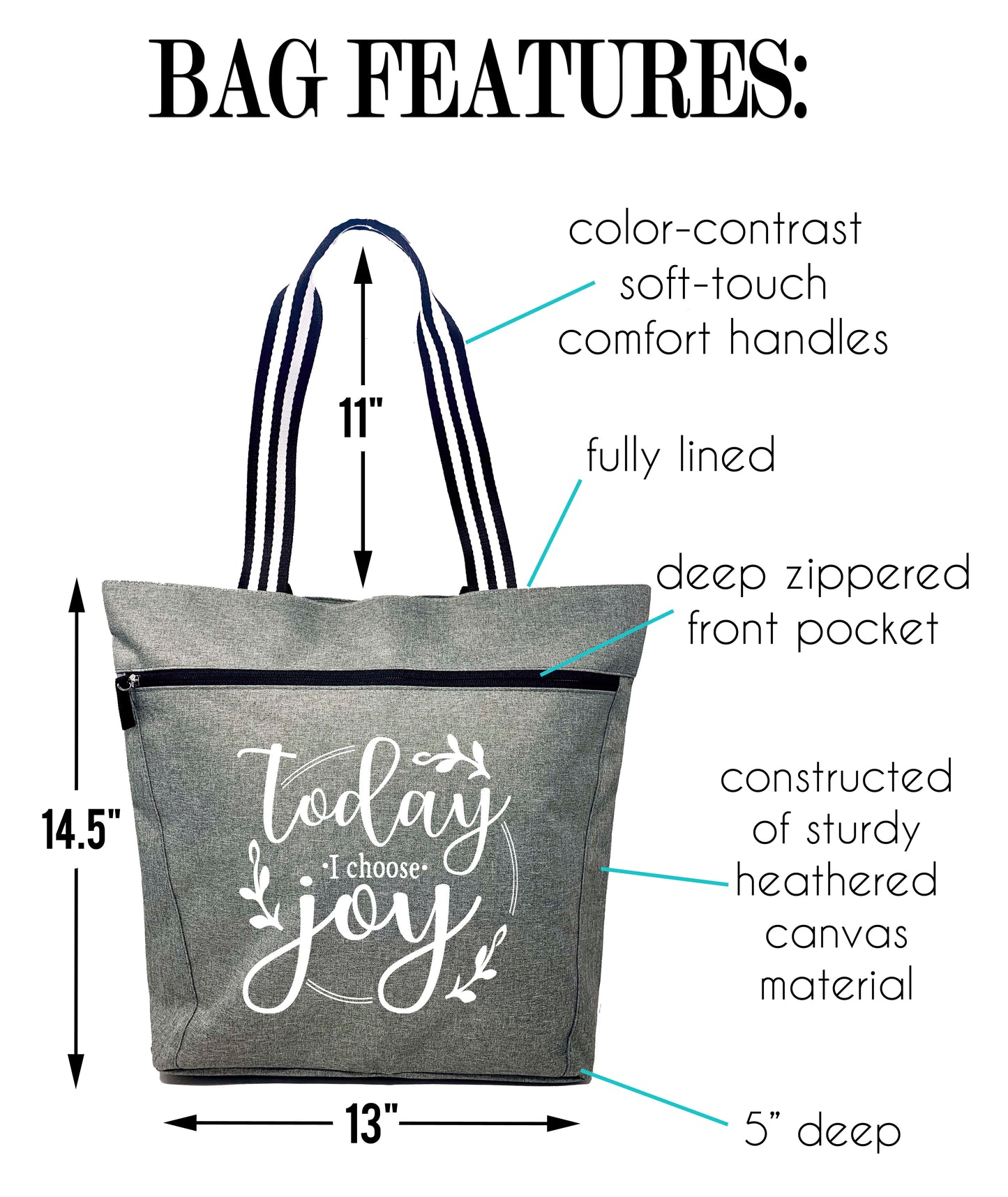 Choose Joy Lexie Gray Tote Bag