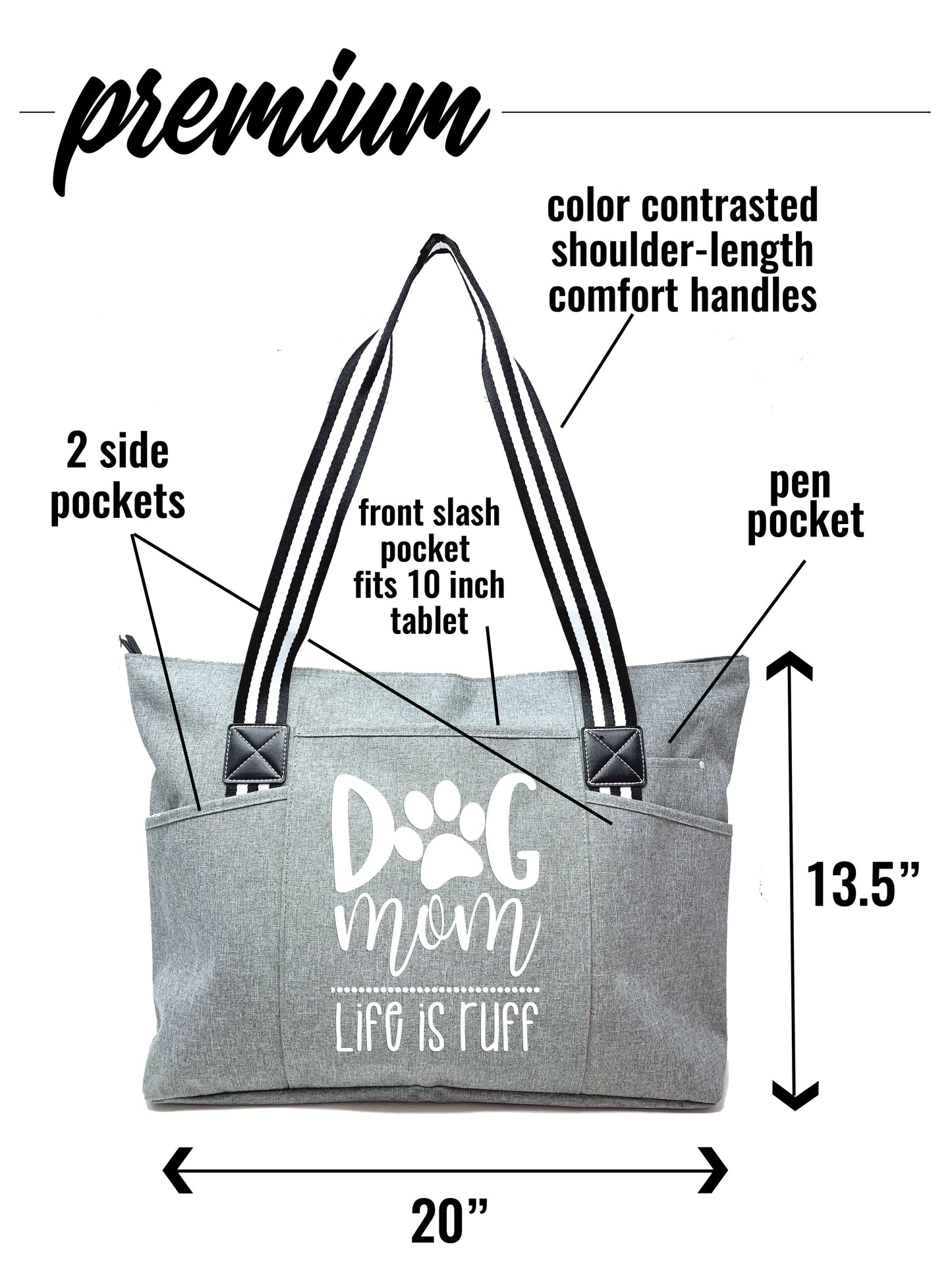 Dog Mom Tessa Gray Tote Bag  for Dog Lovers