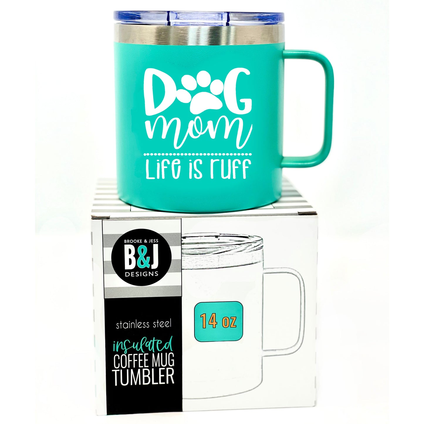 Dog Mom Teal 14 oz Camper Tumbler for Dog Lovers