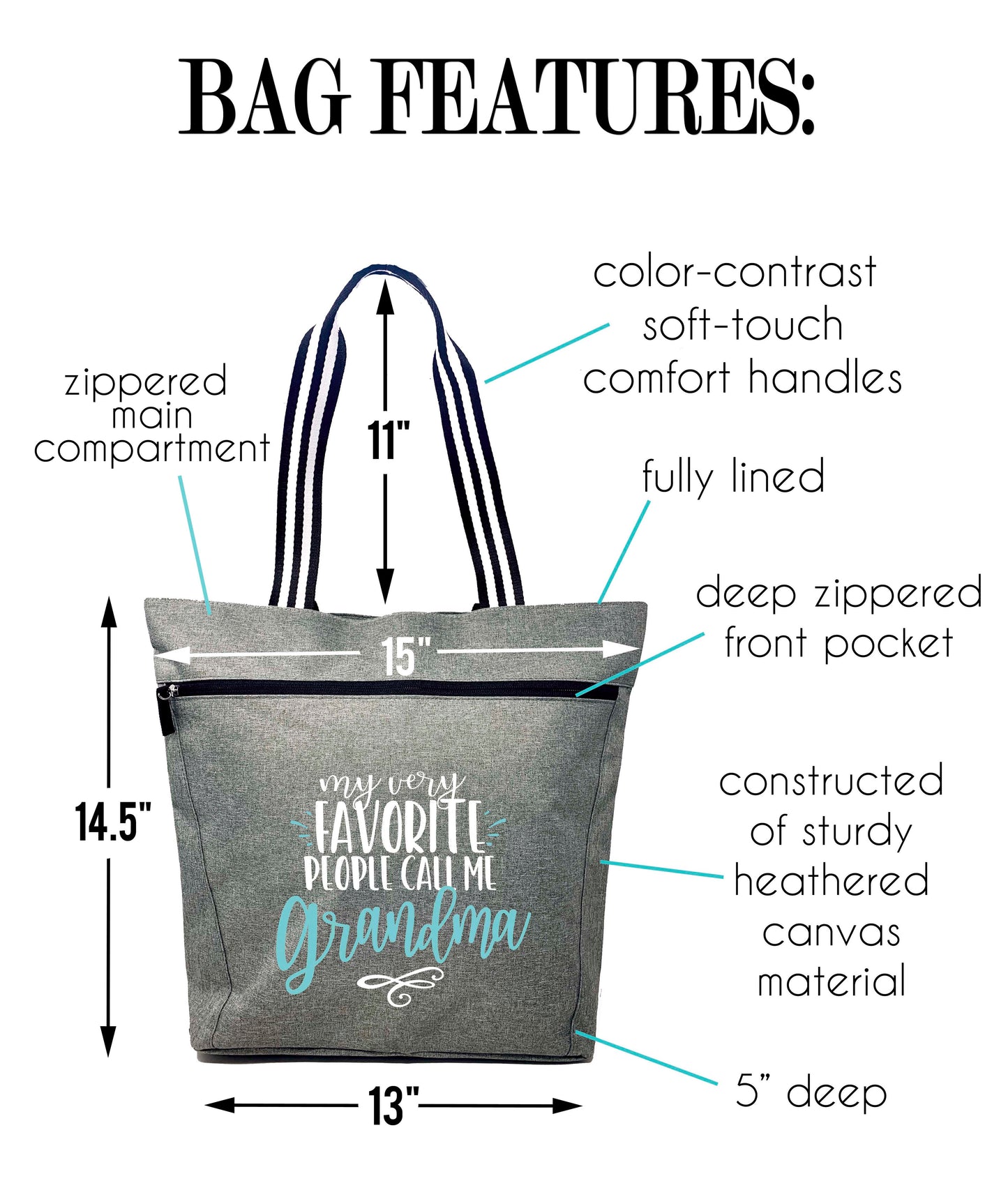 My Favorite People Call Me Grandma Lexie Gray Tote Bag for Grandmothers