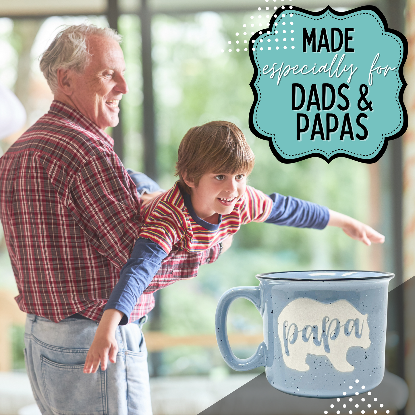 Papa Bear 15 oz Light Blue Ceramic Mug for Dads