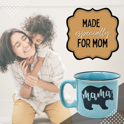 Mama Bear 14oz Teal Ceramic Mug for Moms