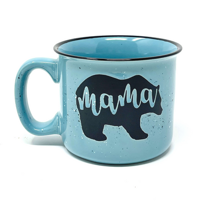 Mama Bear 14oz Teal Ceramic Mug for Moms