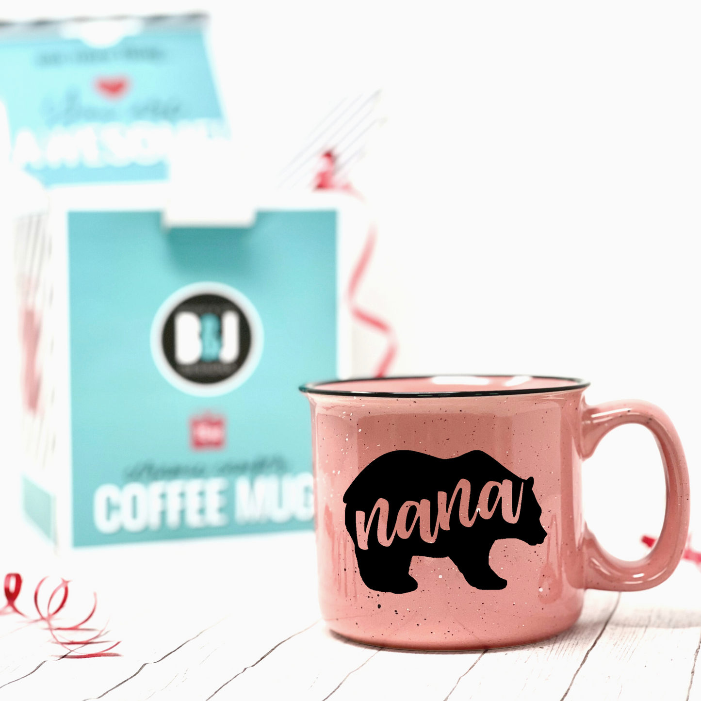 Nana Bear 15 oz Coral Ceramic Mug for Grandmas