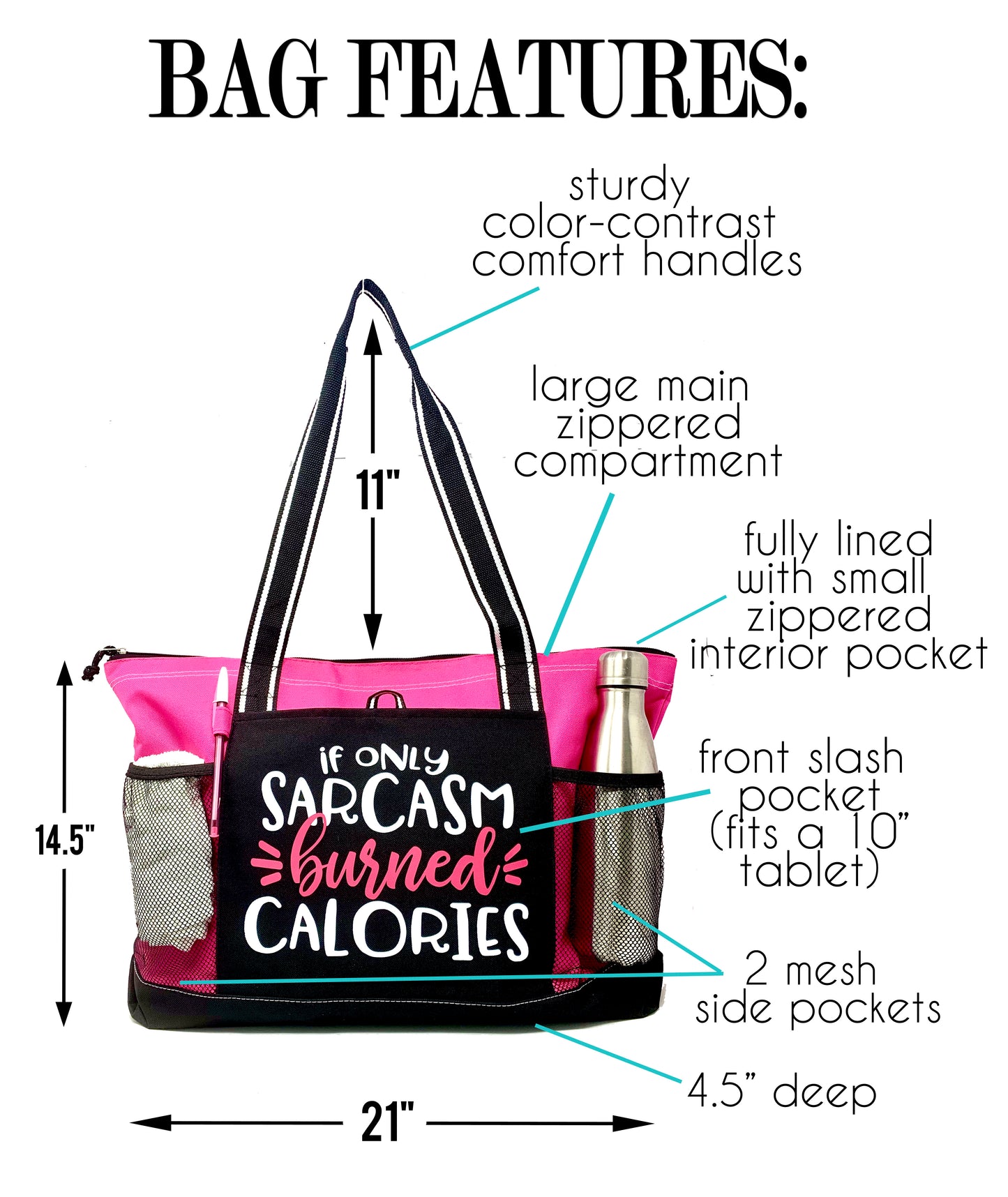 If Only Sarcasm Burned Calories Workout Gym Tote Bag