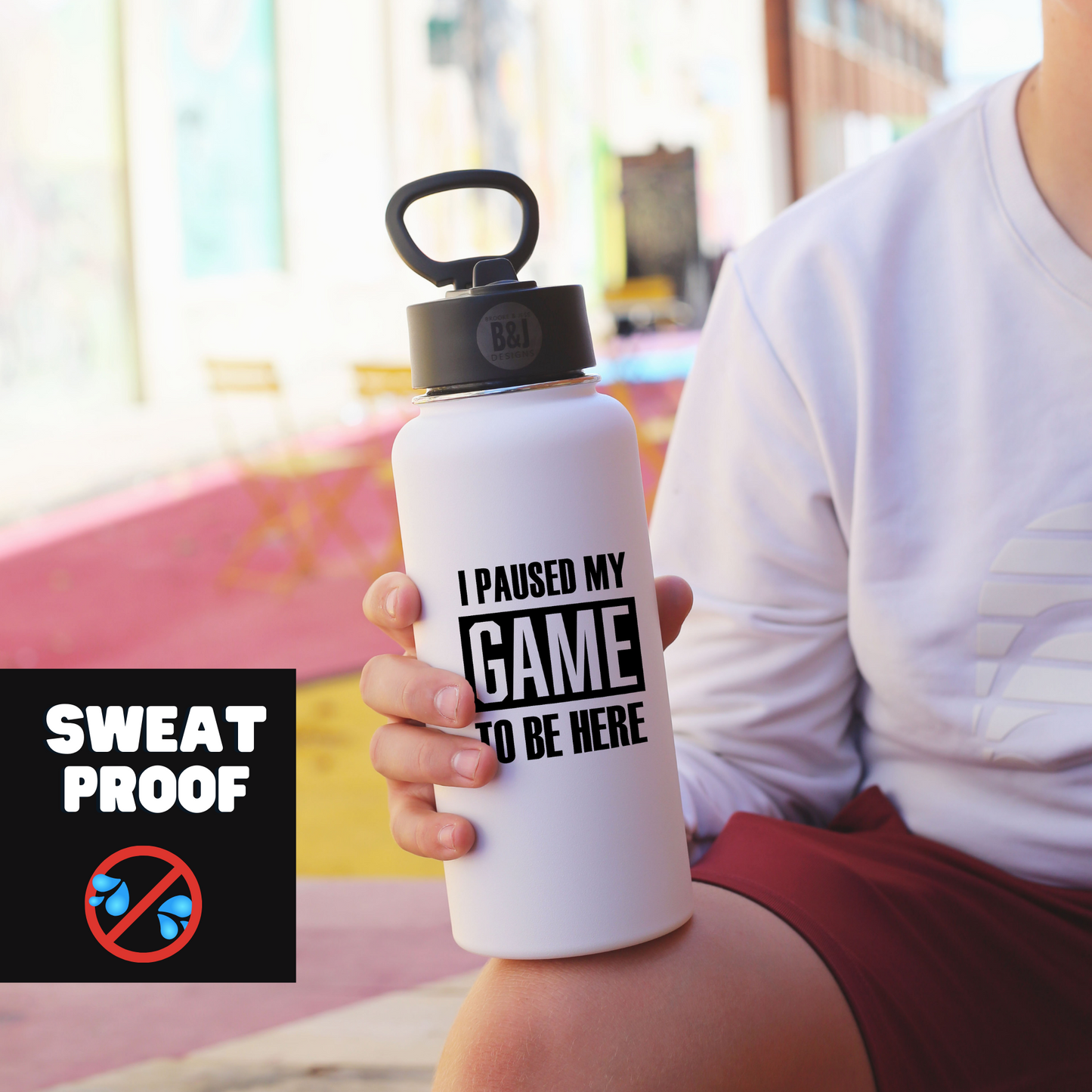Paused my Game 32 oz White Water Bottle