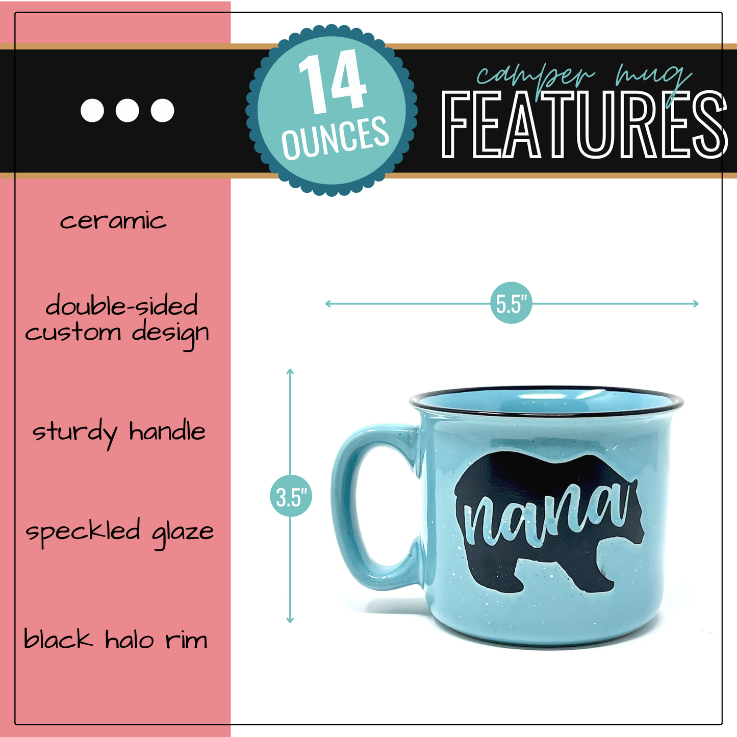 Nana 15 oz Teal Ceramic Mug  for Grandmas