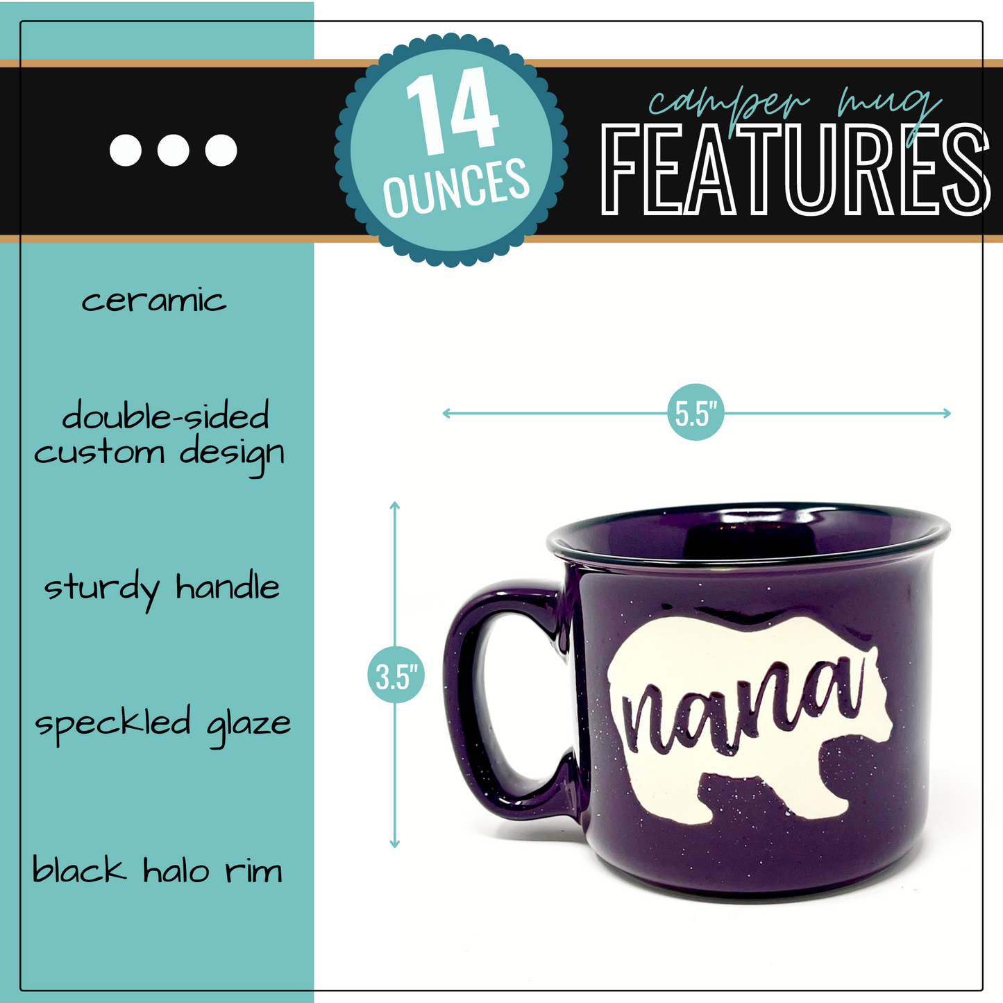 Nana 15 oz Plum Ceramic Mug for Grandmas