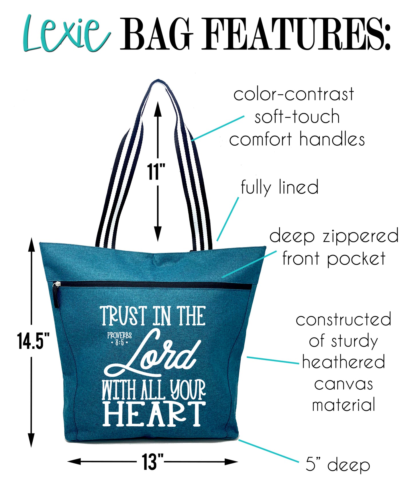 Trust in Lord Teal Lexie Tote Bag