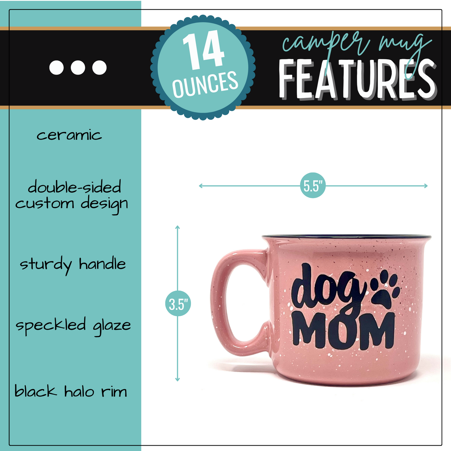 Dog Mom 15 oz Coral Ceramic Mug for Dog Lovers