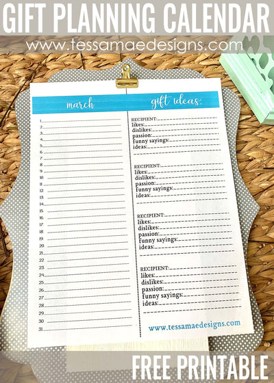 Plan Perfectly & FREE Printable Gift Planning Calendar