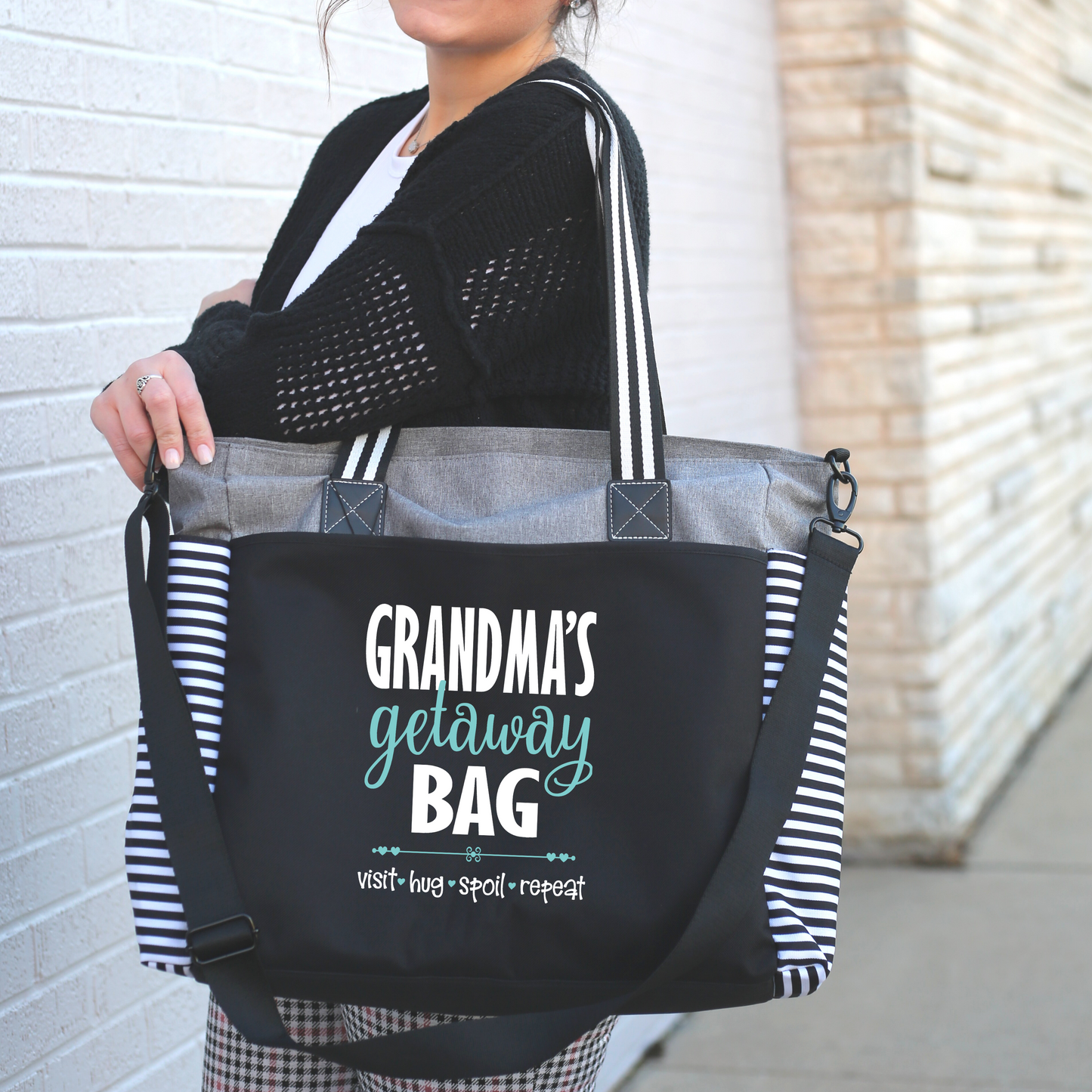 Grandma Getaway LouLou Gray Tote Bag for Grandmothers