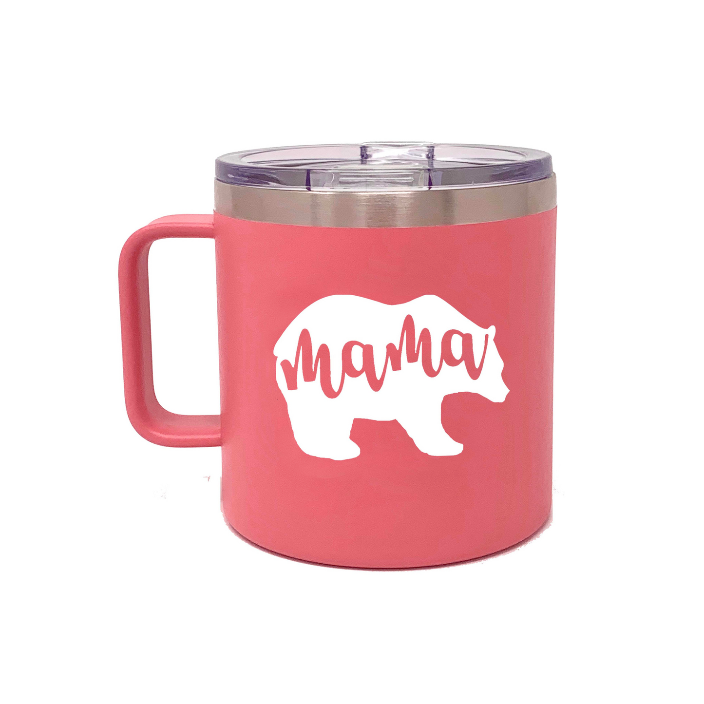 Mama Bear 15 oz Coral Camper Tumbler for Moms - Outlet Deal Texas
