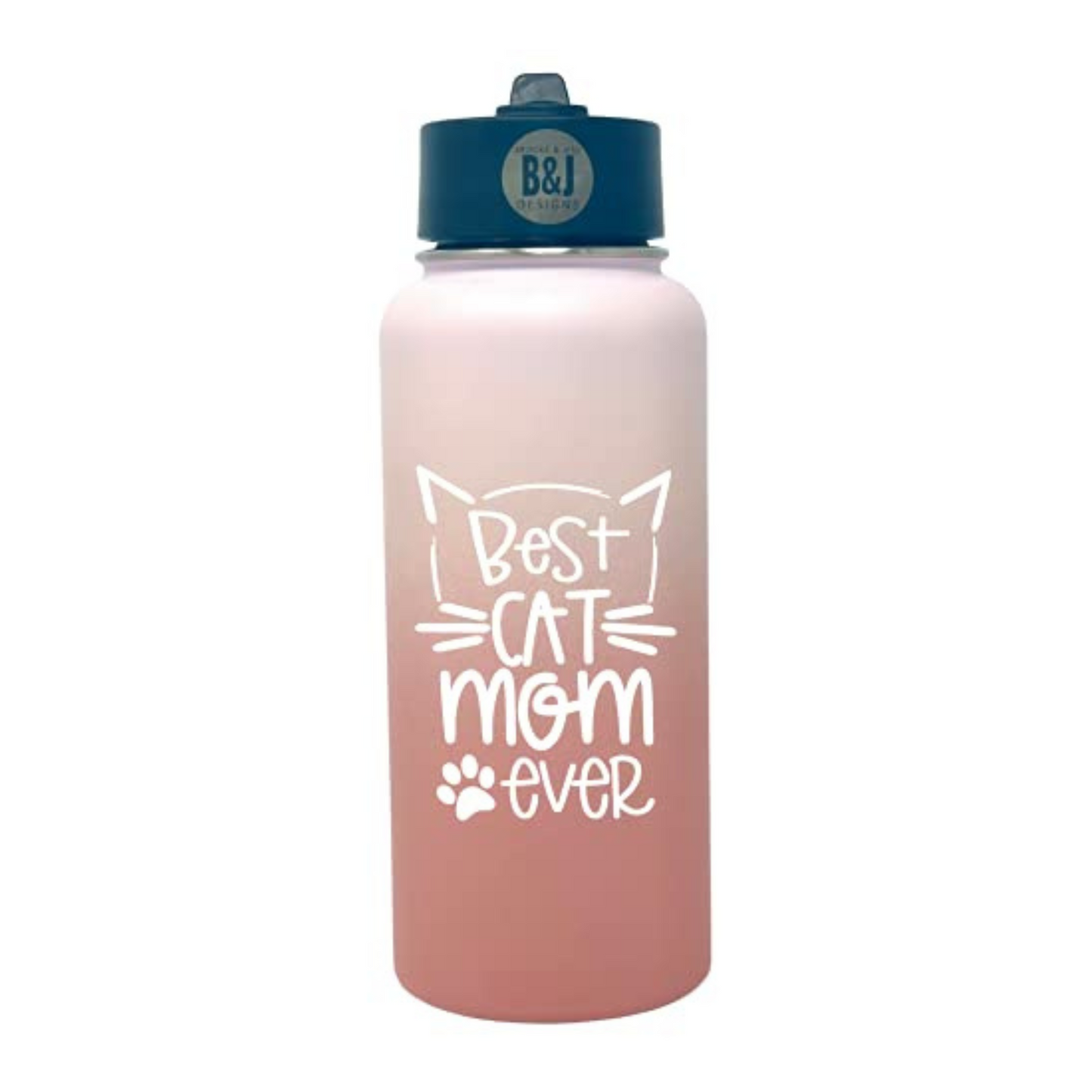 Best Cat Mom Ever 32 oz Rose Gold Water Bottle Tumbler for Cat Lovers - Outlet Deal Utah