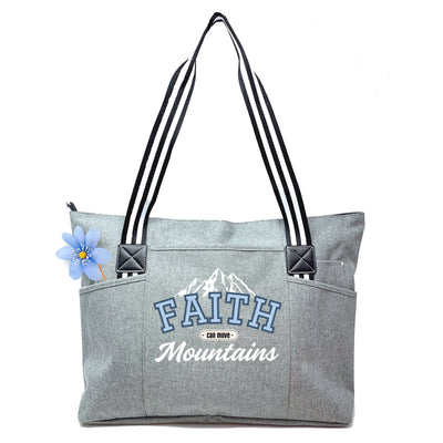 Faith Can Move Mountains Tessa Tote Bag With Pockets and Zippers
