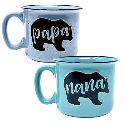 Nana Bear Cute Coffee Mug for Grandma, Grandmother - Grandma Gifts, Mother's Day, Christmas, Birthday (Nana Bear Teal and Papa Bear Light Blue Gift Set)