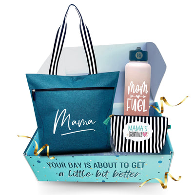 Brooke and Jess Designs - Mama Gift Box Bundle Set for Moms - Mom Bag Gift Box for Women, Maternity Christmas Gift Bags for Mamas (Mama Gift Box)