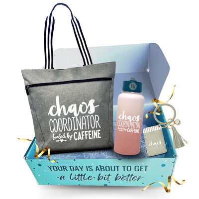 Brooke and Jess Designs Chaos Coordinator Gift Bundle - Chaos Caffeine Lexie, 32 oz Tumbler Waterbottle, and Keychain Gift Box Set