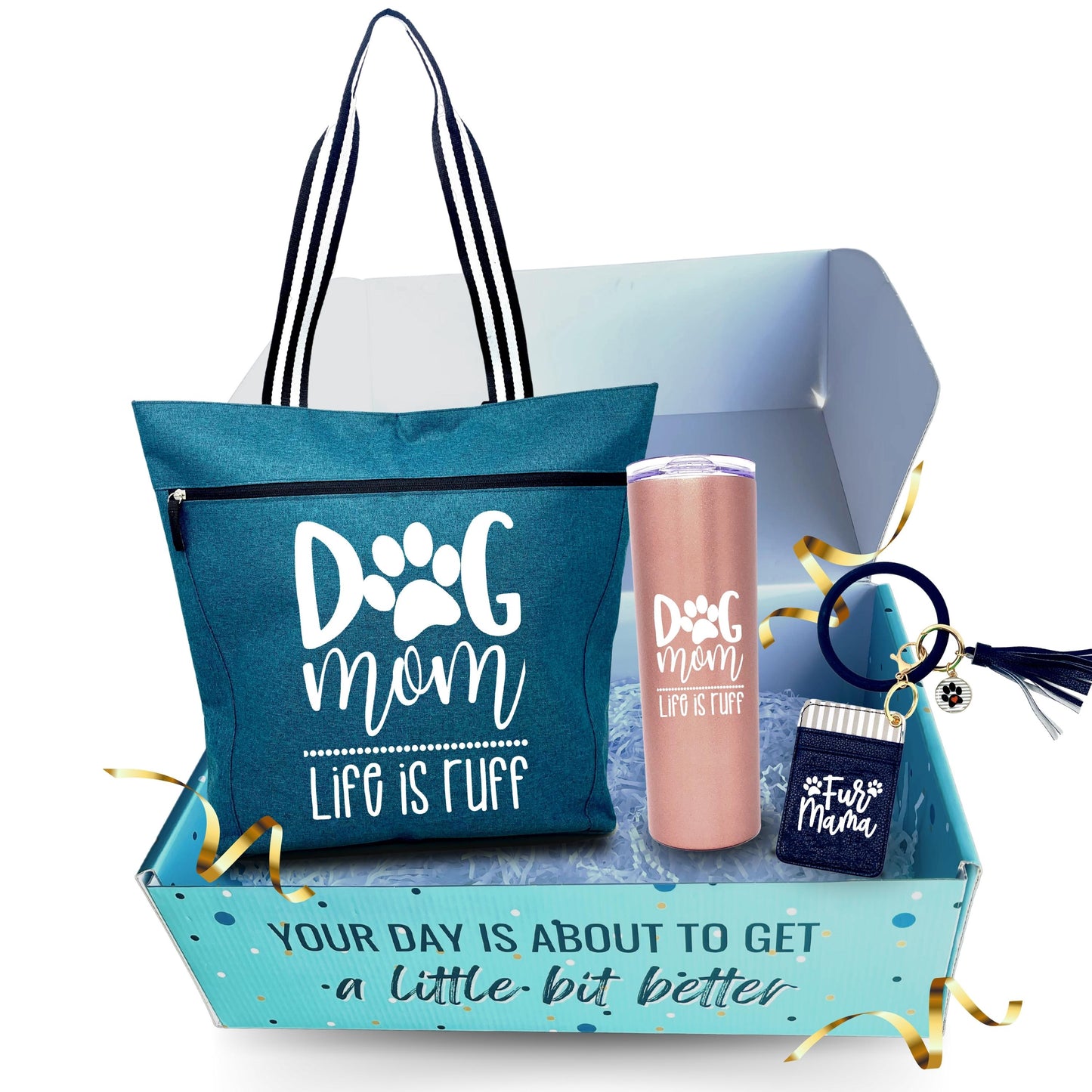 Dog Mom Gift Tote Bag - Dog Lovers Gifts for Women - Great Presents for Dog Lover, Best Dog Mom (Dog Mom Skinny Tumbler Gift Box)