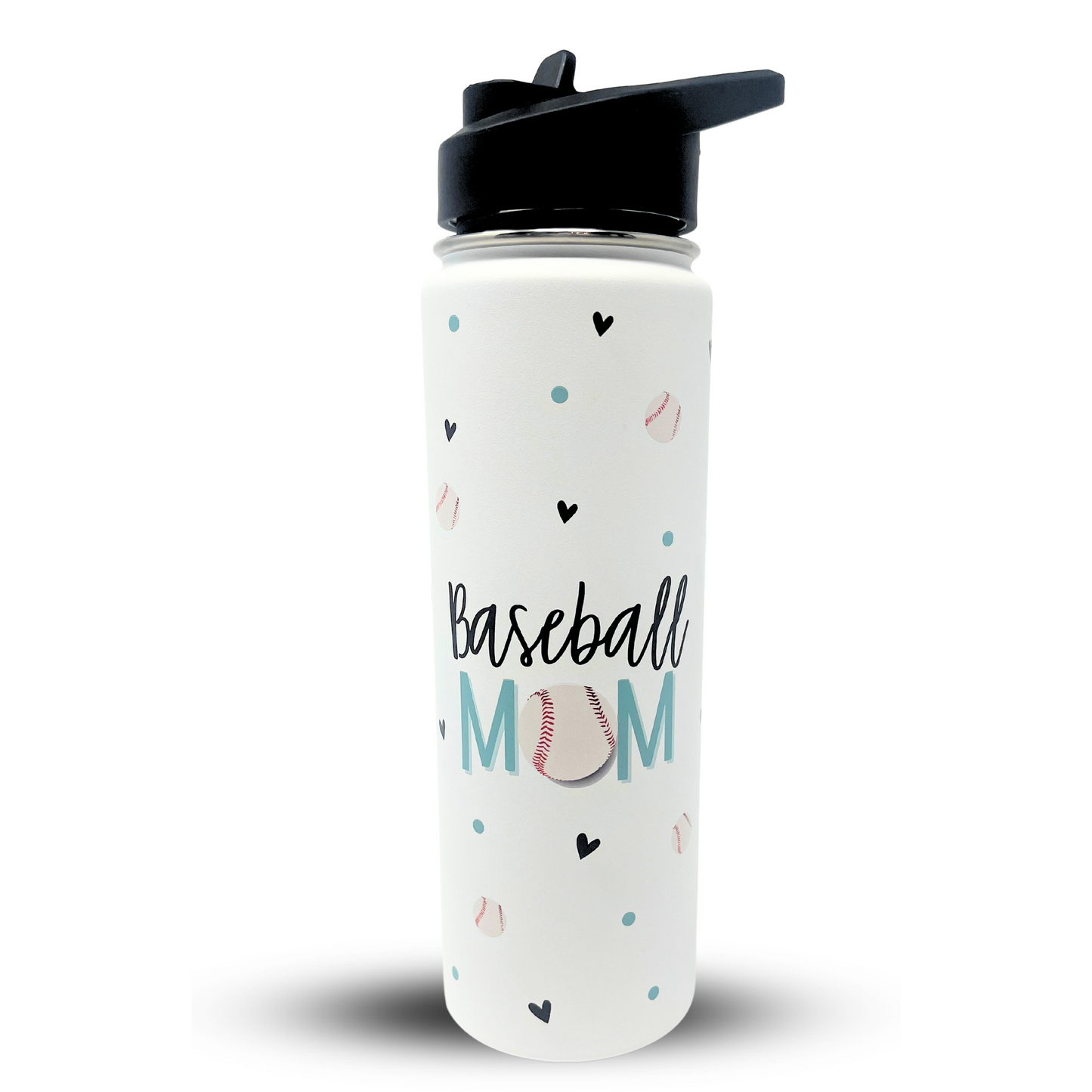 Brooke & Jess Designs Baseball Mom Tumbler Gifts - Large Insulated Water Bottle with Straw - Stainless Steel Metal 24 oz Travel Cup for Mom, Mama, Mother, Wife, Women | Keeps Hot and Cold for Hours
