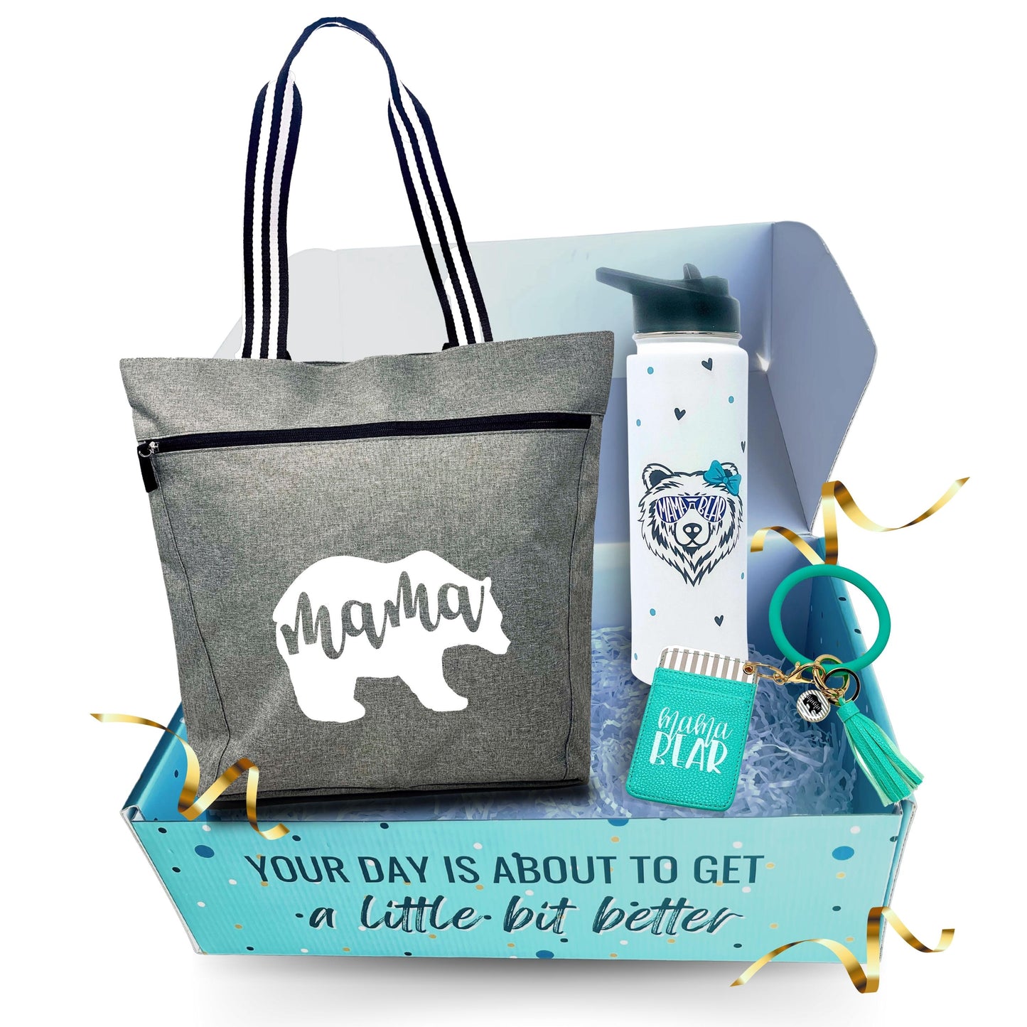 Brooke & Jess Designs Mama Bear Gift Box Bundle Set - Mom Bag Gift Box for Women, Maternity Christmas Gift Bags for Mamas (Mama Bear Lexie Gift Box)