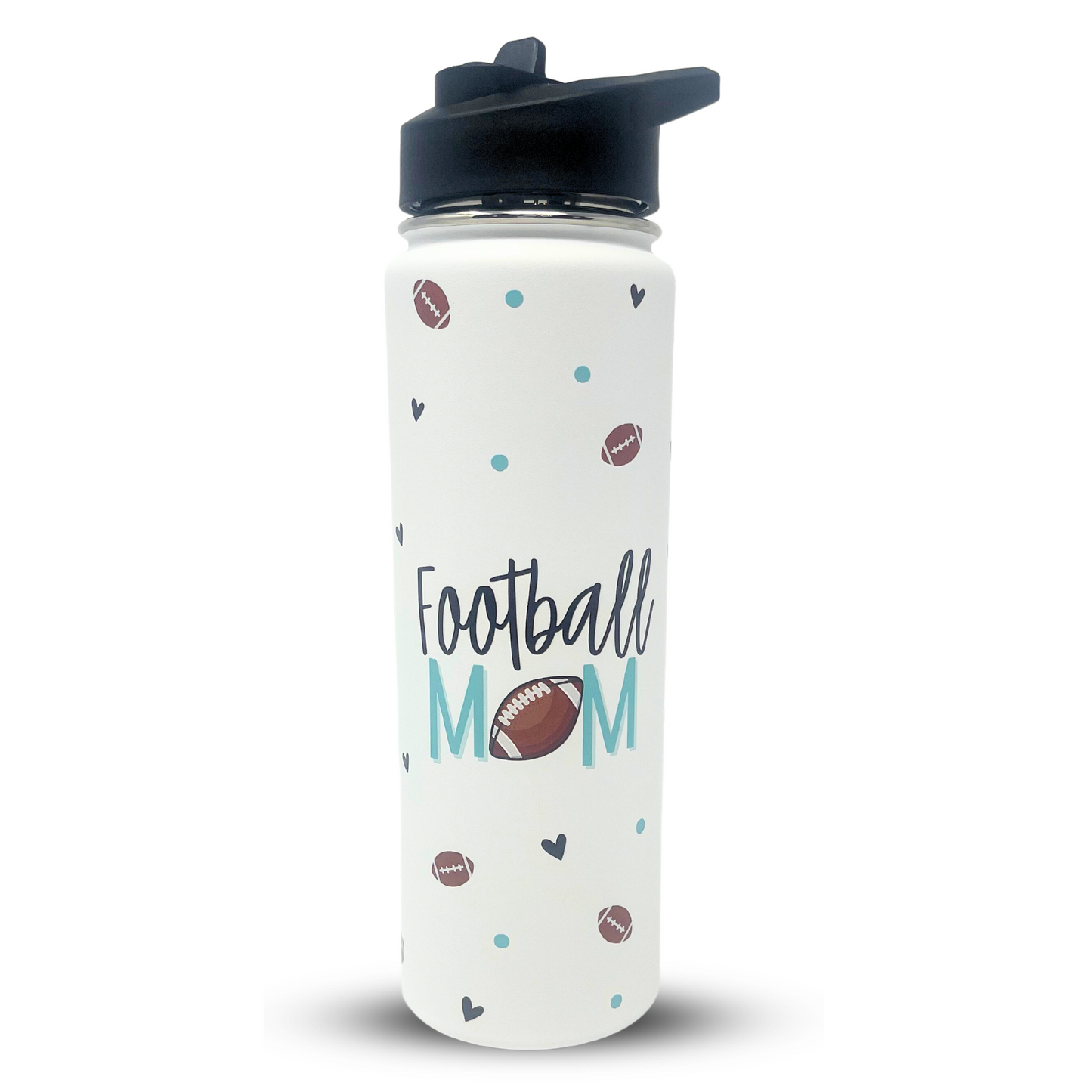 Brooke & Jess Designs Football Mom Tumbler Gifts - Large Insulated Water Bottle with Straw - Stainless Steel Metal 24 oz Travel Cup for Mom, Mama, Mother, Wife, Women | Keeps Hot and Cold for Hours
