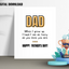 Witty Father's Day Funny as You Think You Are Printable 5 x 7 " and 5 x 5" Greeting Card for Dad, Daddy, Papa, Grandpa Gift