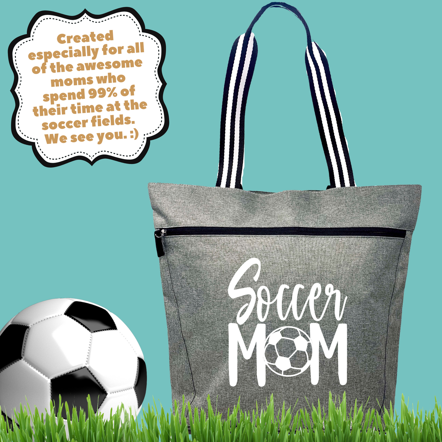 Soccer Mom Lexie Gray Tote Bag for Moms - Outlet Deals Utah