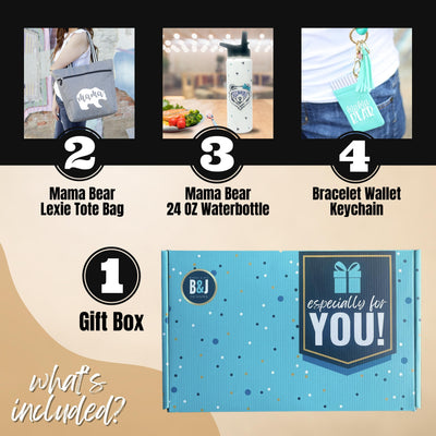 Brooke & Jess Designs Mama Bear Gift Box Bundle Set - Mom Bag Gift Box for Women, Maternity Christmas Gift Bags for Mamas (Mama Bear Lexie Gift Box)