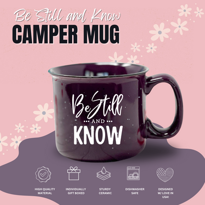 Cute Inspirational Motivational Coffee Mugs for Women - Unique Fun Gifts for Her, Wife, Friend, Mom, Sister, Teacher, Coworkers - Coffee Cups & Mugs with Quotes (Be Still and Know Plum)
