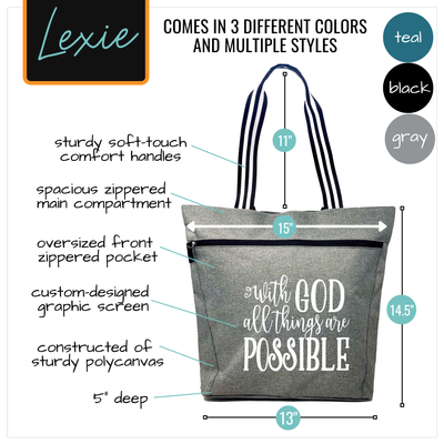 With God All Things are Possible Lexie Gray Tote Bag