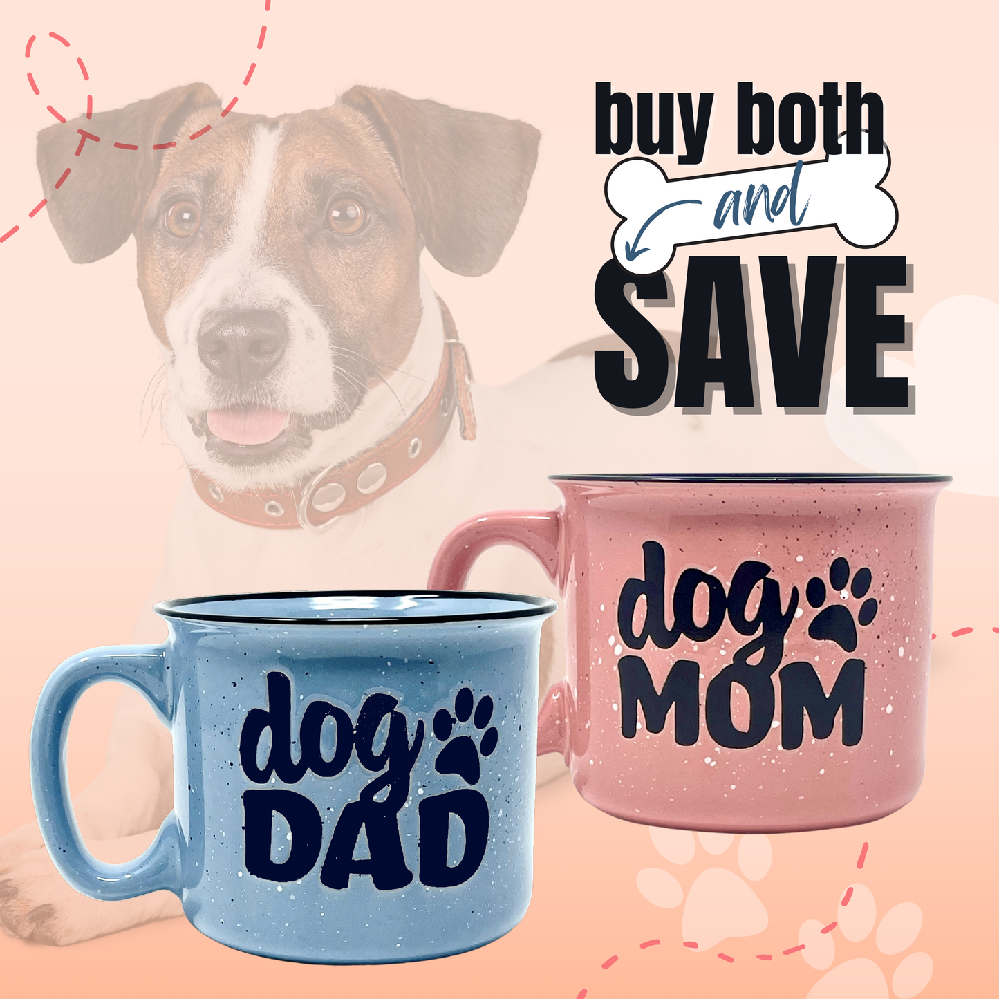 Cute Funny Coffee Mug for Dog Lovers - Dog Mom, Dog Dad, Fur Mama - Unique Fun Gifts for Her, Dad, Mom, Sister, Teacher, Coworkers - Coffee Cups & Mugs with Quotes (Dog Mom and Dog Dad Mug Gift Set)