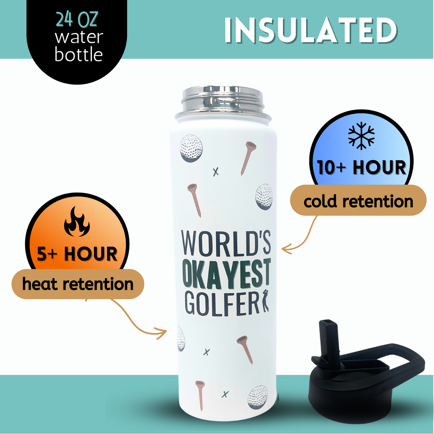 Golf Gifts for Men Unique - Golf Water Bottle Mug Tumbler Coffee Mugs Golf - Funny Golf Gift for Grandpa, Dad, Retirement, Fathers Day Gift for Golfer, Golf accessories for Men Funny