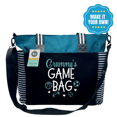 Custom-Designed & Personalized TEAL LouLou Tote Bag with Multiple Zippers and Compartments