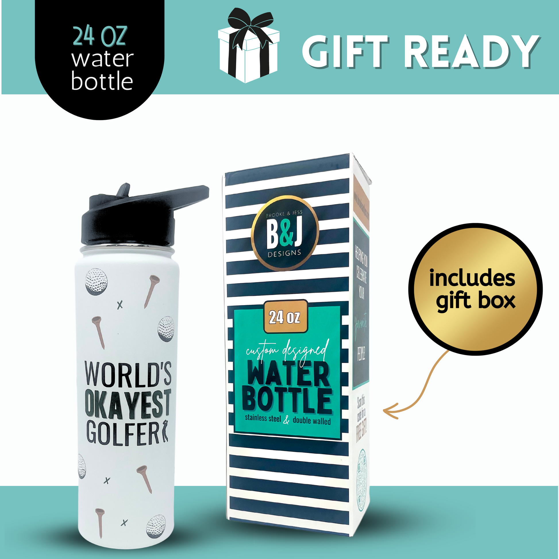 Golf Gifts for Men Unique - Golf Water Bottle Mug Tumbler Coffee Mugs Golf  - Funny Golf Gift for Grandpa, Dad, Retirement, Fathers Day Gift for
