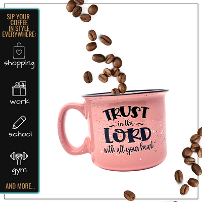 Trust in the Lord 15 oz Coral Ceramic Mug - Outlet Deal Utah