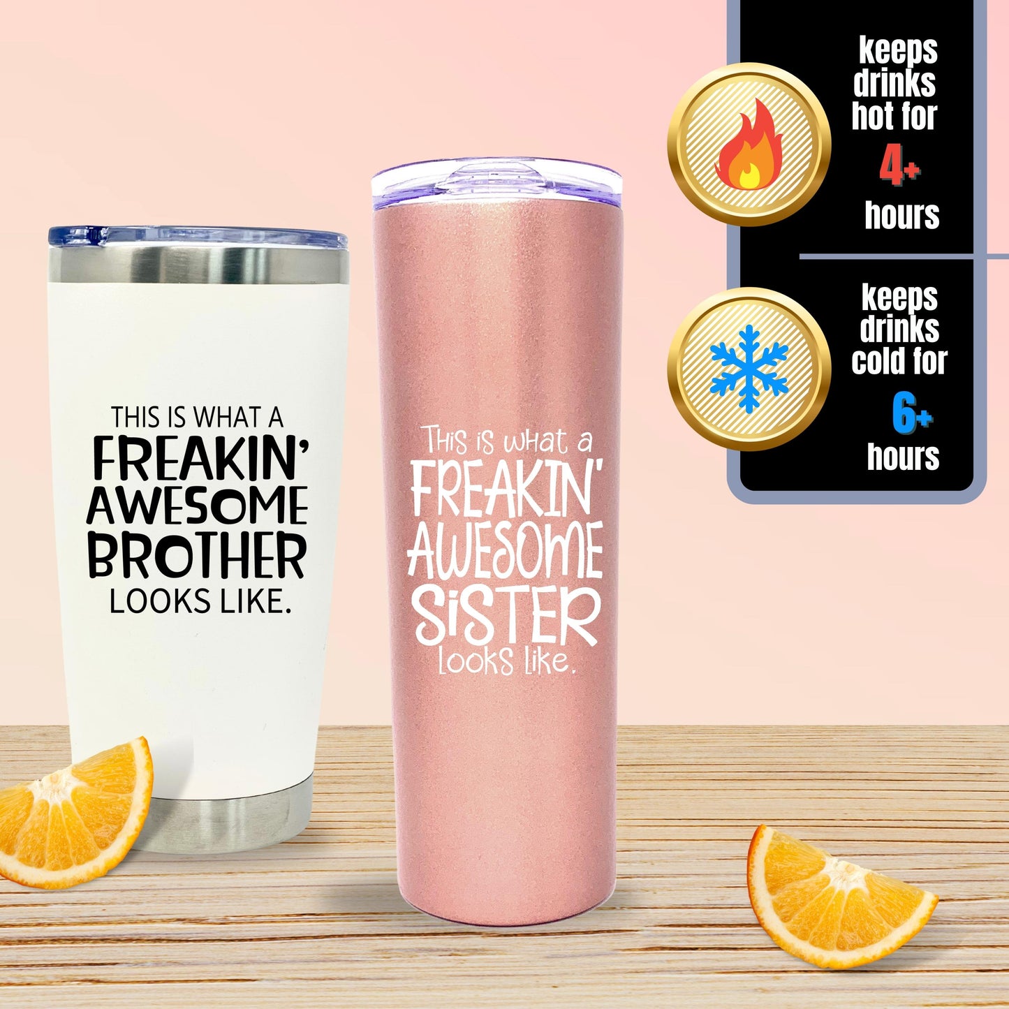 Funny Gift for Brother and Sister - Awesome Brother and Sister Tumbler Coffee Mug - Great Travel Cup Gifts for Siblings, Christmas Birthday Presents for Brother and Sister