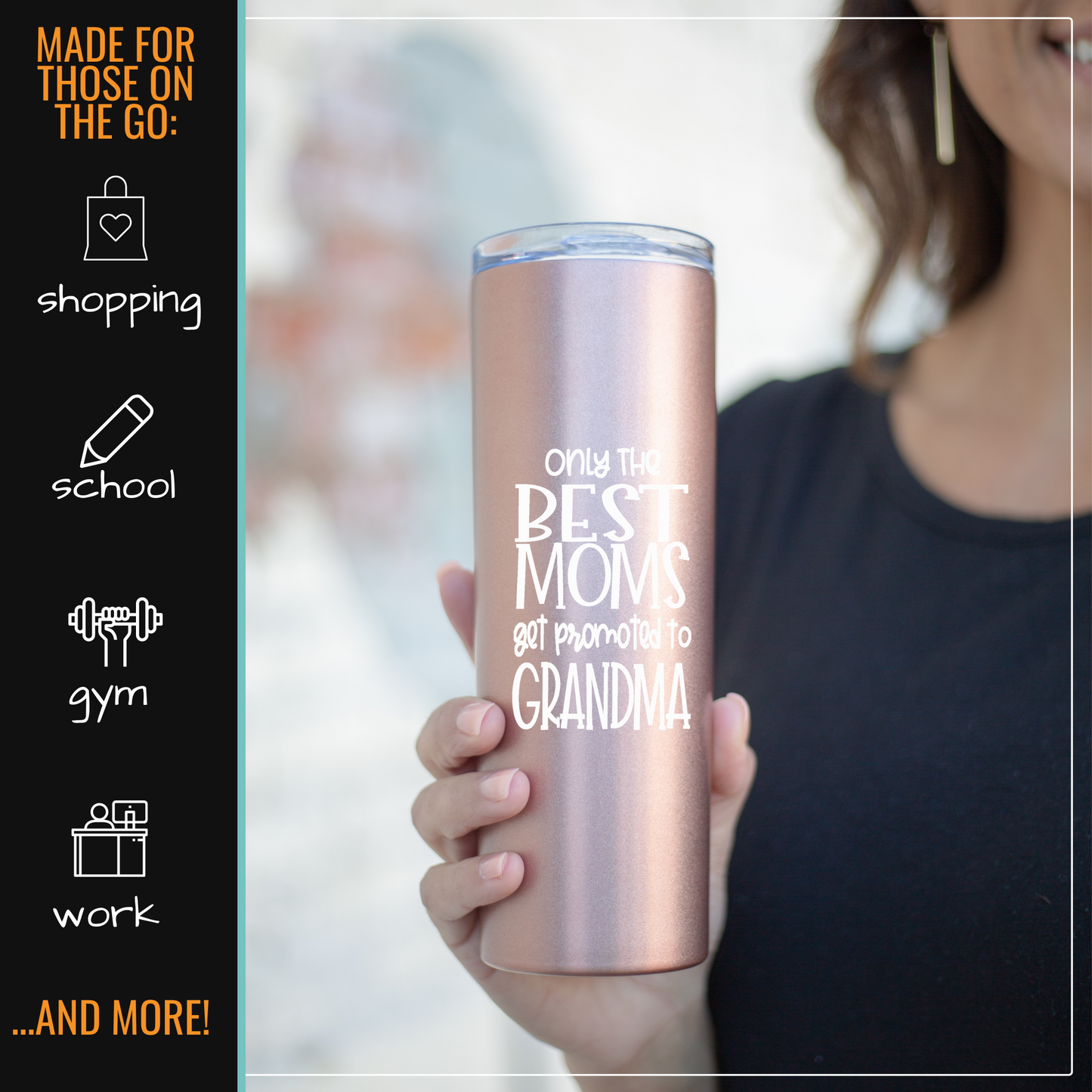 Best Moms Promoted to Grandma 20 oz Rose Gold Skinny Tumbler for Grandmothers - Outlet Deal Texas