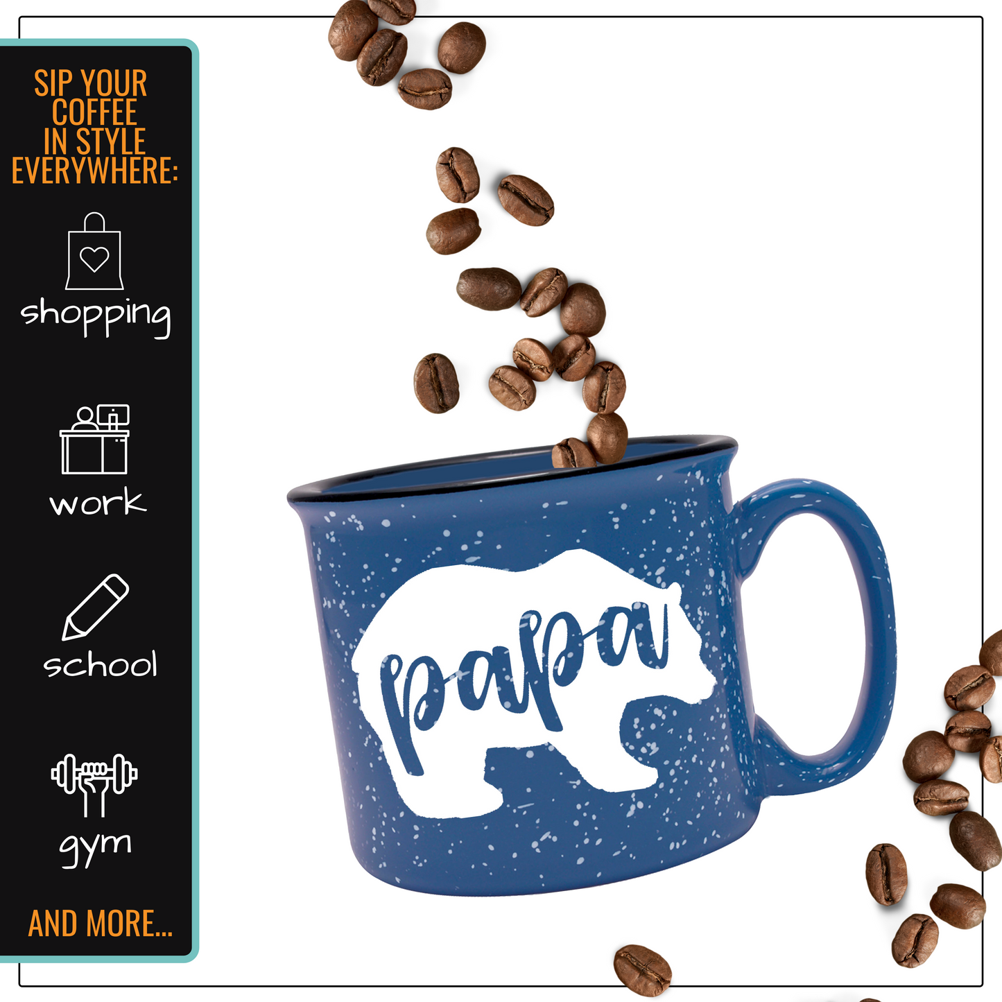 Papa Bear 15 oz  Light Blue Ceramic Mug for Dads - Outlet Deal Utah