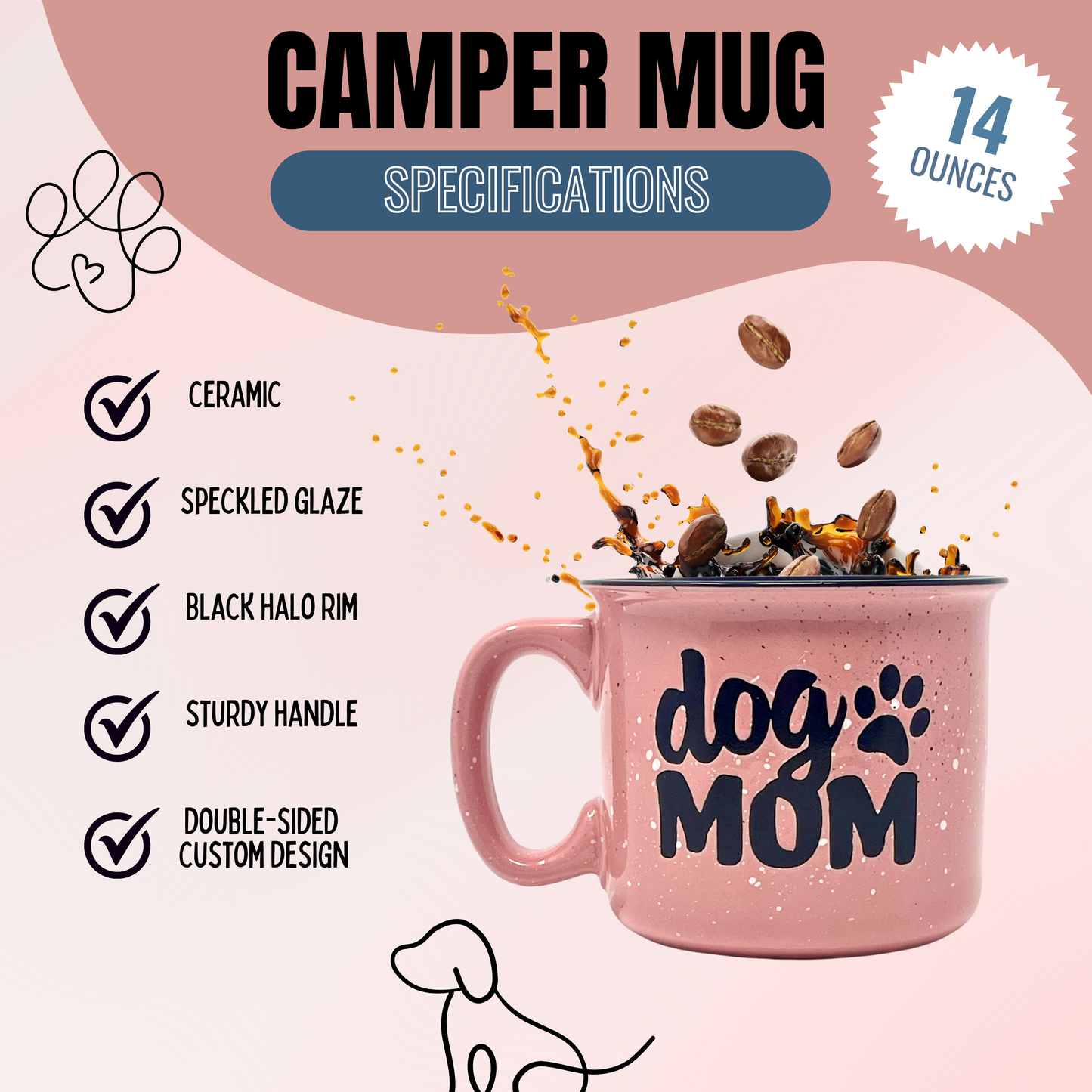 Cute Funny Coffee Mug for Dog Lovers - Dog Mom, Dog Dad, Fur Mama - Unique Fun Gifts for Her, Dad, Mom, Sister, Teacher, Coworkers - Coffee Cups & Mugs with Quotes (Dog Mom and Dog Dad Mug Gift Set)