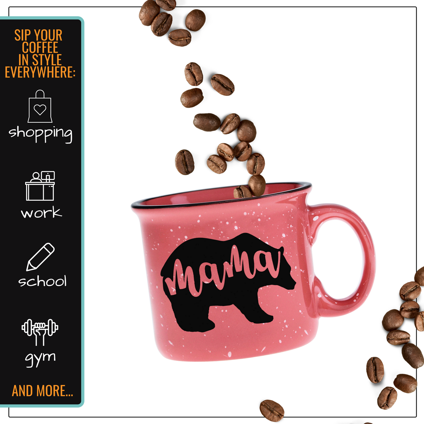 Mama Bear Coral 14oz Ceramic Mug - Outlet Deal Texas