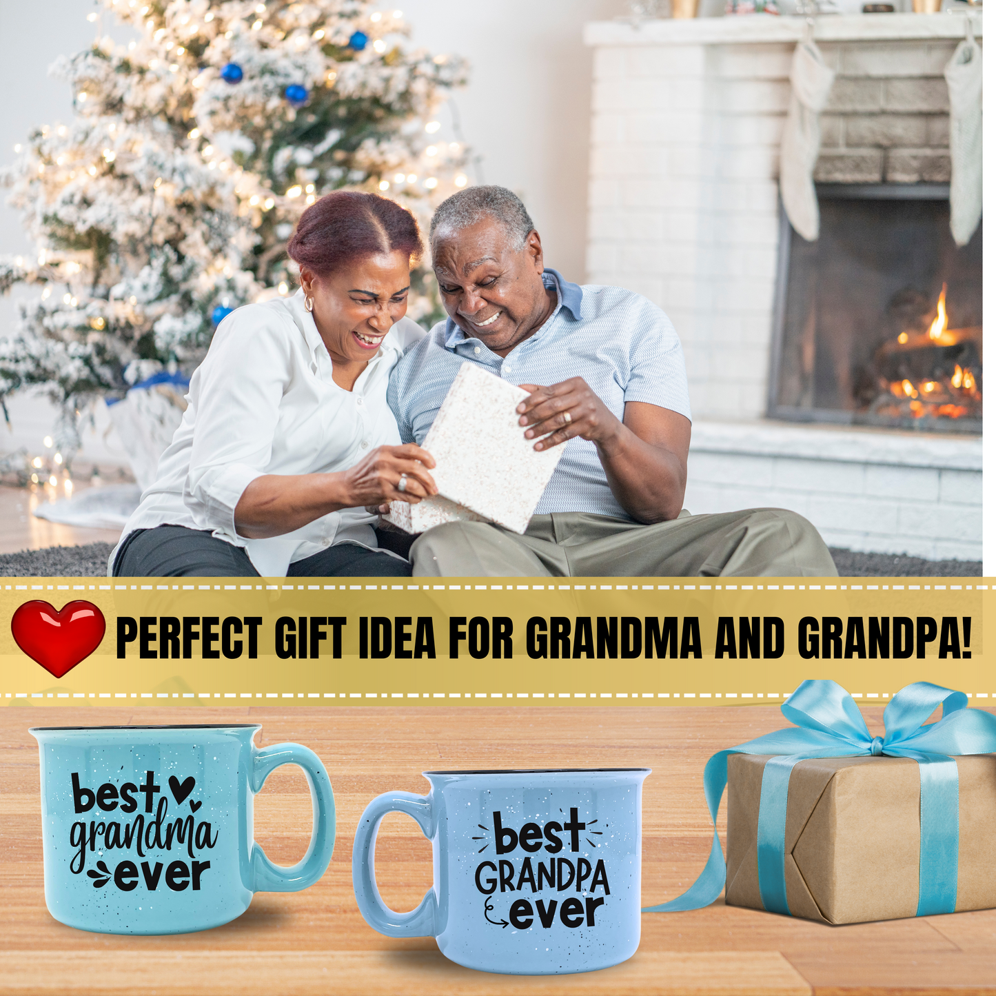 Best Grandma Grandpa Ever Cute Coffee Mug for Grandma, Grandmother - Grandma Gifts, Mother's Day, Christmas, Birthday (Best Grandma Ever and Best Grandpa Ever Gift Set)