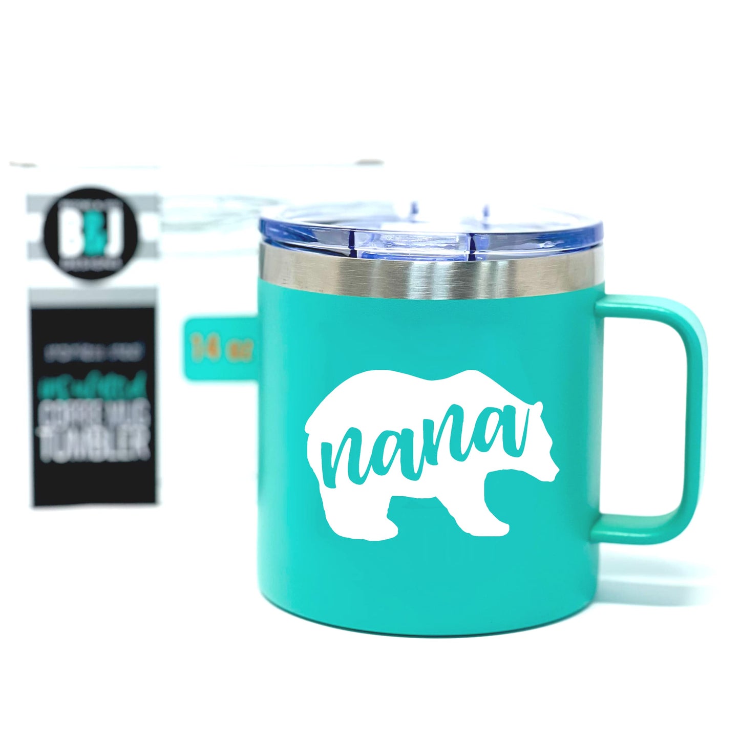 Nana Bear 14 oz Teal Camper Tumbler for Grandmothers - Outlet Deal Utah