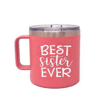 Best Sister Ever 14 oz Coral Camper Tumbler for Sister - Outlet Deal Utah
